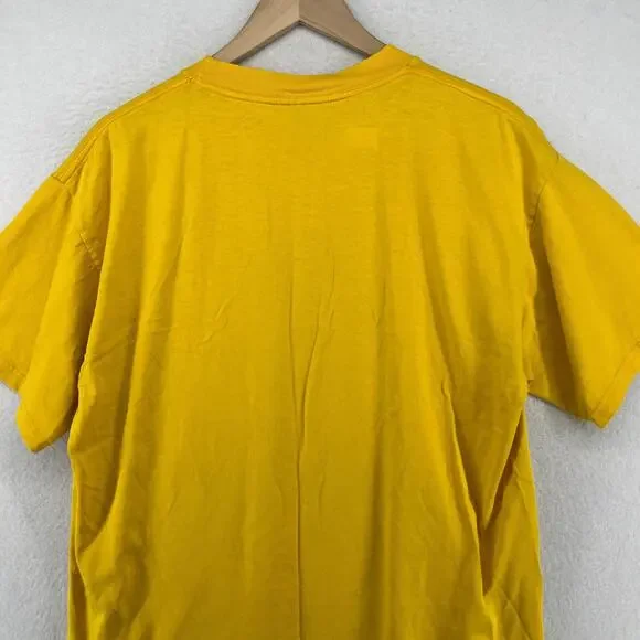 NIKE Shirt Mens L 90s Center Swoosh Spellout Short Sleeve Cotton Yellow VTG - Picture 5 of 13